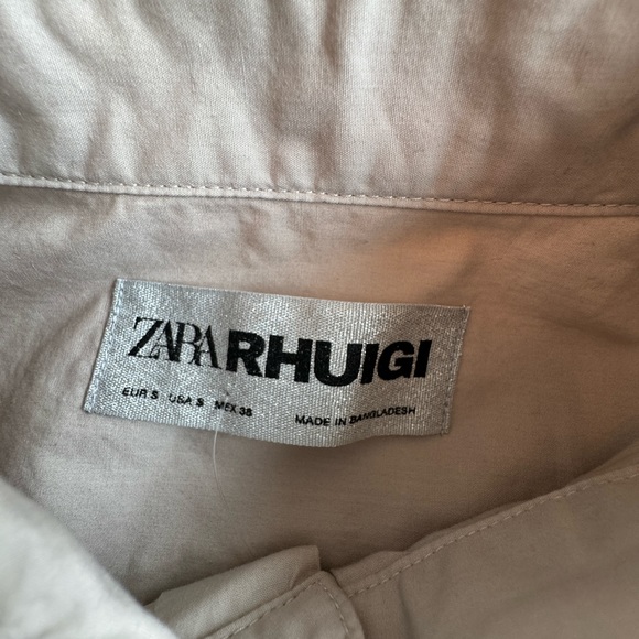 NWT Zara Rhuigi Shirt Mens Small Long Sleeve Button Down Khaki - Picture 2 of 8